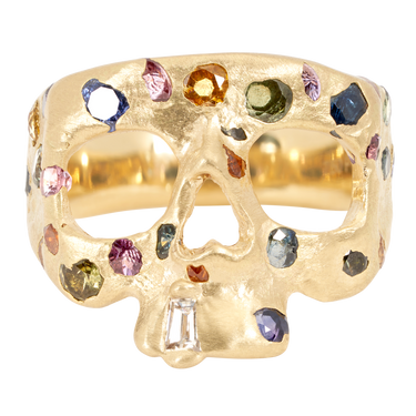 Extra Small Blossom Crush Confetti Skull Ring - Made to Order